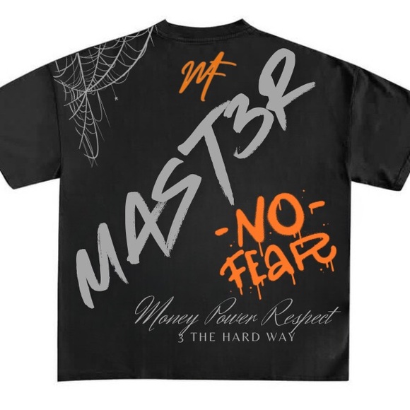 Black & orange Mast3r Fashion street fashion oversized tee - Picture 2 of 4